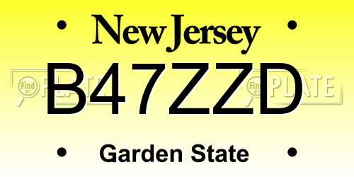 B47ZZD New Jersey License Plate