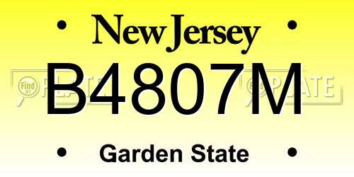 B4807M New Jersey License Plate