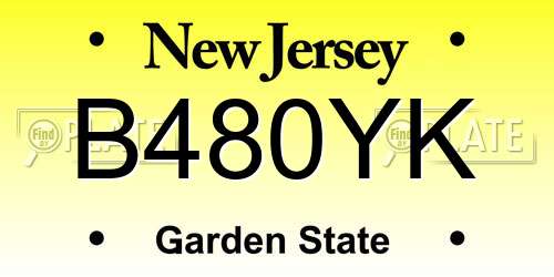 B480YK New Jersey License Plate