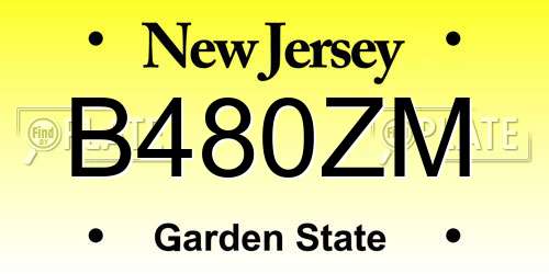 B480ZM New Jersey License Plate