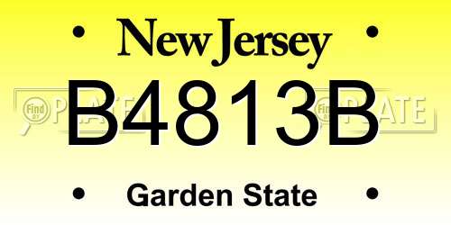 B4813B New Jersey License Plate