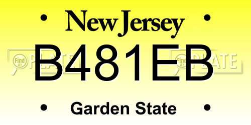 B481EB New Jersey License Plate