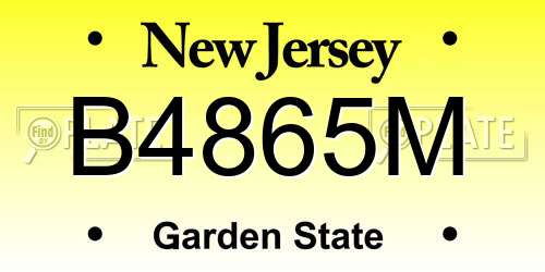 B4865M New Jersey License Plate