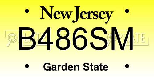 B486SM New Jersey License Plate