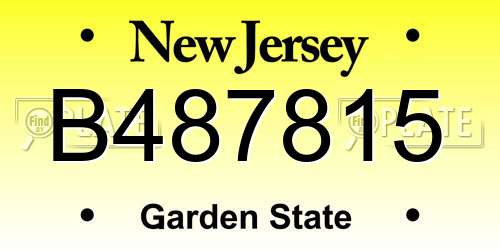 B487815 New Jersey License Plate