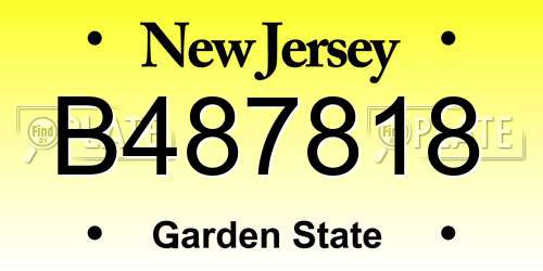 B487818 New Jersey License Plate