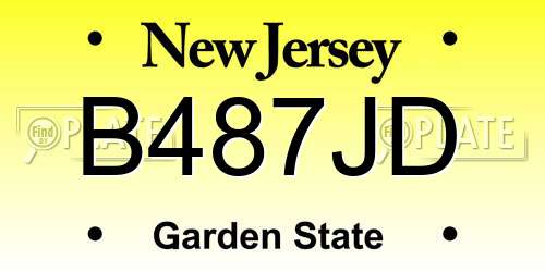 B487JD New Jersey License Plate