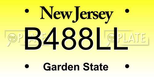 B488LL New Jersey License Plate