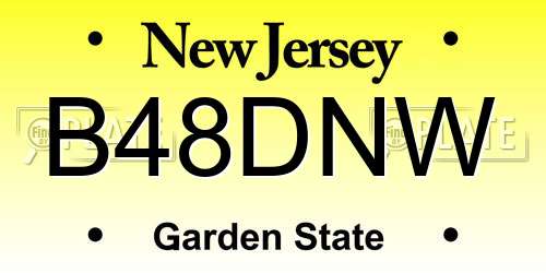 B48DNW New Jersey License Plate