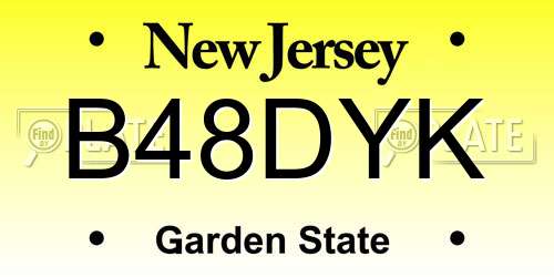 B48DYK New Jersey License Plate
