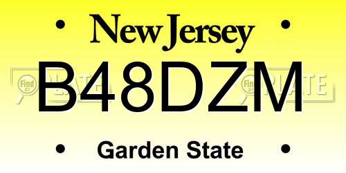 B48DZM New Jersey License Plate