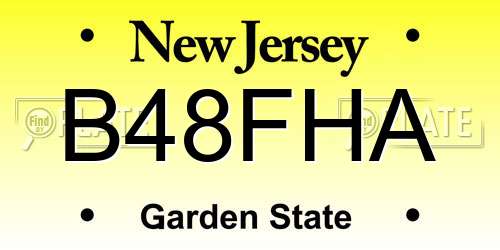 B48FHA New Jersey License Plate