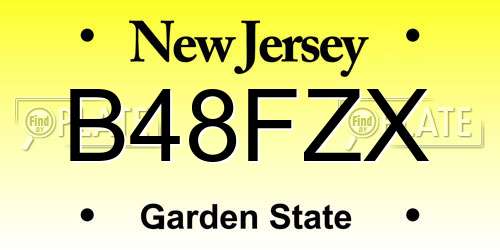 B48FZX New Jersey License Plate