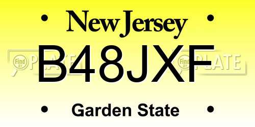 B48JXF New Jersey License Plate