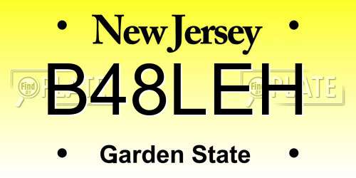 B48LEH New Jersey License Plate