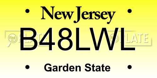 B48LWL New Jersey License Plate
