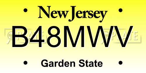 B48MWV New Jersey License Plate