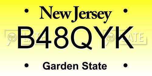 B48QYK New Jersey License Plate