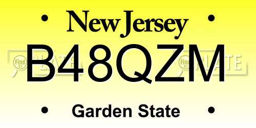 B48QZM New Jersey License Plate