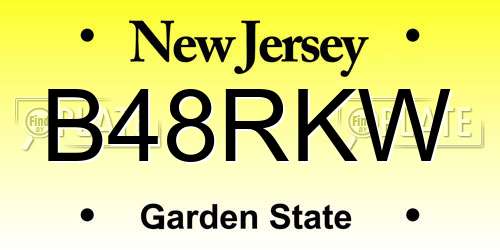 B48RKW New Jersey License Plate