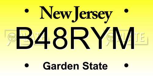 B48RYM New Jersey License Plate