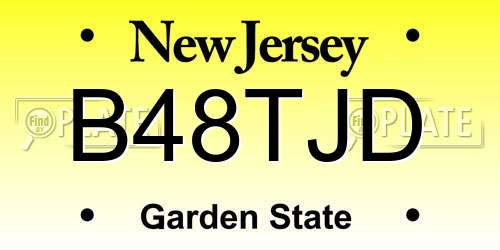 B48TJD New Jersey License Plate