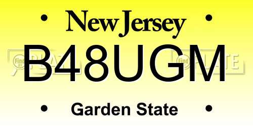 B48UGM New Jersey License Plate