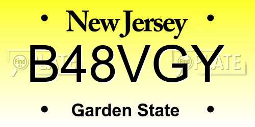 B48VGY New Jersey License Plate