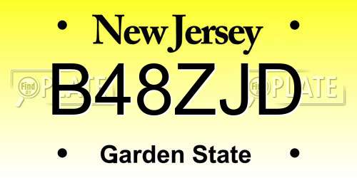 B48ZJD New Jersey License Plate