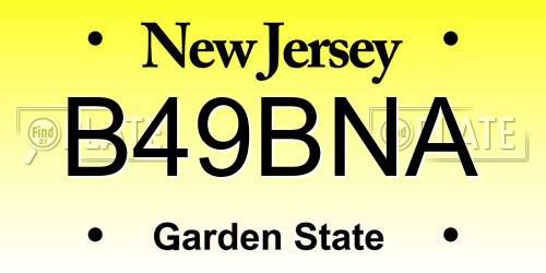B49BNA New Jersey License Plate