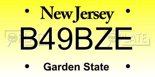 B49BZE New Jersey License Plate