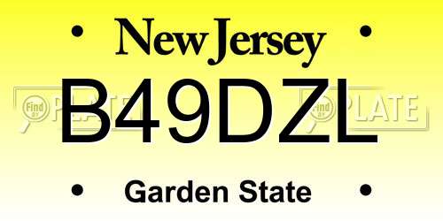 B49DZL New Jersey License Plate