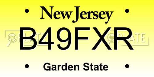 B49FXR New Jersey License Plate