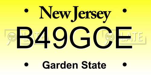 B49GCE New Jersey License Plate