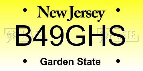 B49GHS New Jersey License Plate