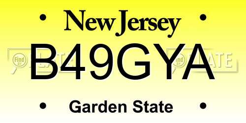 B49GYA New Jersey License Plate