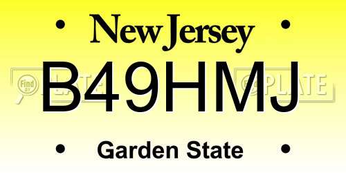 B49HMJ New Jersey License Plate