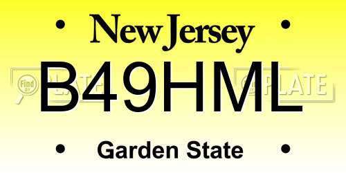 B49HML New Jersey License Plate