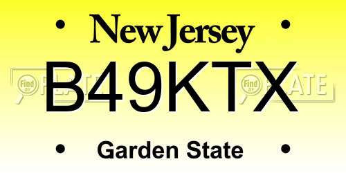 B49KTX New Jersey License Plate