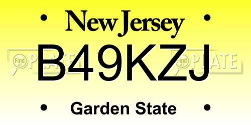 B49KZJ New Jersey License Plate
