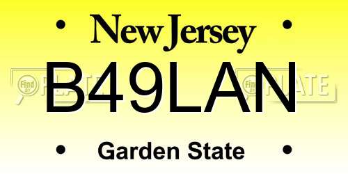 B49LAN New Jersey License Plate