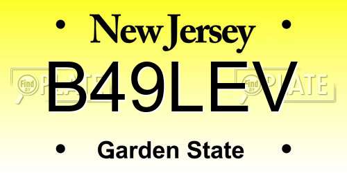 B49LEV New Jersey License Plate