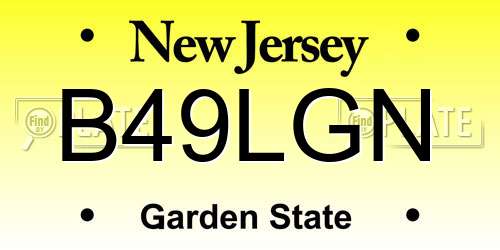 B49LGN New Jersey License Plate
