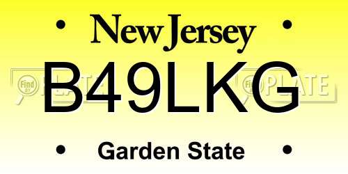 B49LKG New Jersey License Plate