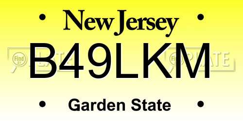 B49LKM New Jersey License Plate