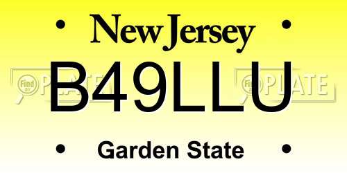 B49LLU New Jersey License Plate