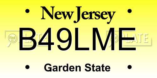 B49LME New Jersey License Plate