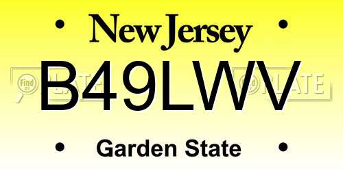 B49LWV New Jersey License Plate