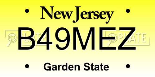 B49MEZ New Jersey License Plate