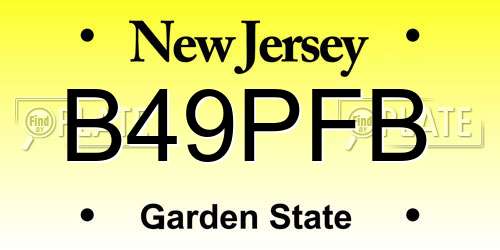 B49PFB New Jersey License Plate